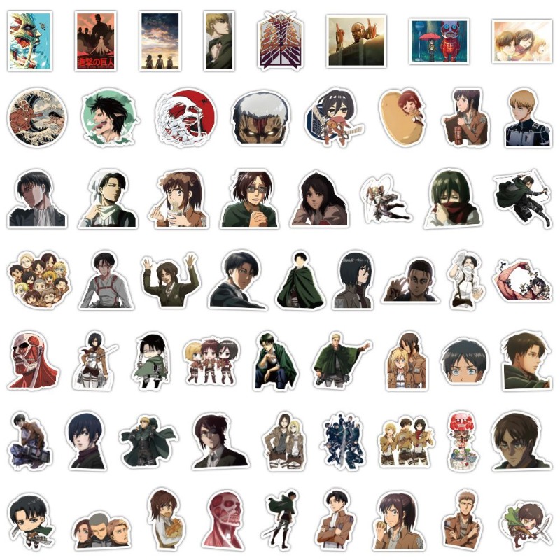 Luggage Cover Protector - 60Pcs Attack on Titan Anime Stickers